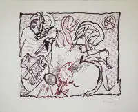 Pierre Alechinsky, Pour Malcom Lowry, aguatinta en color firmada de 1969