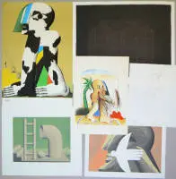Horst Antes, colección de 6 litografías en color, entre ellas Kopffüßler y cartel olímpico