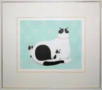 Jan Balet, Gatos y Café-Extra, 2 litografías en color firmadas, enmarcadas