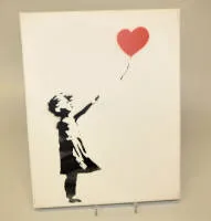 Banksy, Dismal Canvas, Girl with Balloon, Dismaland, 2015 şablon