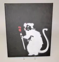 Banksy, Dismal Canvas, Brush Rat, Dismaland, șablon din 2015