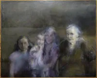 Malgorzata Basinska, पारिवारिक पीढ़ी, 1981 का बड़ा तेल चित्र, फ्रेम में