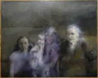Malgorzata Basinska, पारिवारिक पीढ़ी, 1981 का बड़ा तेल चित्र, फ्रेम में