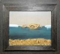 Moritz Baumgartl, "Ohrinsel", 1973 का तेल चित्र, फ्रेम सहित