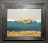 Moritz Baumgartl, "Ohrinsel", 1973 का तेल चित्र, फ्रेम सहित