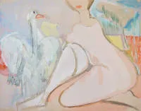 Curth Georg Becker, Leda și lebăda, acuarelă din 1951