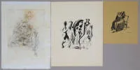 Hans Bellmer, „Les Infortunes de la Vertu”, 1968-as színes rézkarc és Mac Zimmermann, „Im Schatten der Großen Ruinen”, aláírt 1949-es litográfia, valamint cím nélküli, aláírt litográfia, 3 mű