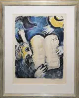 Marc Chagall, Musa ve On Emir, imzalı. Renkli litografi, çerçeveli