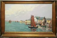Christo Charpides, Vue des Martigues - "Miroir aux Oiseaux" / Güney Fransa, yağlıboya, 1940 civarı, çerçeveli