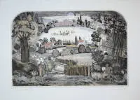 Graham Clarke, English Cottages, villages & stories, 11 imzalı renkli gravürden oluşan koleksiyon, ayrıca 1970/80'lerden orijinal faturalar ve yazışma içeren bir zarf