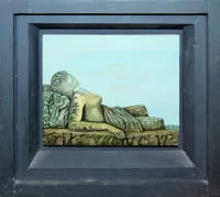 Otfried H. Culmann, Bomarzo - "Dev kadının uykusu", 1975 tarihli yağlıboya, çerçeveli