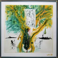 Salvador Dalí, gerçeküstü sahneler, 1989 tarihli 2 büyük ipek eşarp, galeri çerçeveli, sertifikalı