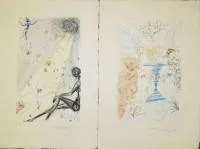 Salvador Dalí, "Süleyman'ın Neşideler Neşidesi" 1971'den pochoir ve altın varaklı 2 imzalı renkli gravür