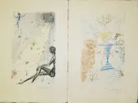 Salvador Dalí, "Süleyman'ın Neşideler Neşidesi" 1971'den pochoir ve altın varaklı 2 imzalı renkli gravür