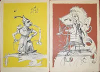Salvador Dalí, "Les songes drolatiques de Pantagruel" 1973, 19 imzalı renkli litografi, orijinal portföyde