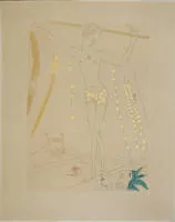 Salvador Dalí, "L` Èquilibriste" (İp Cambazı), 1965 tarihli imzalı renkli gravür