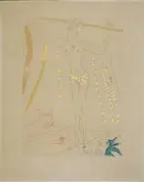 Salvador Dalí, "L` Èquilibriste" (İp Cambazı), 1965 tarihli imzalı renkli gravür