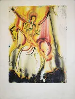 Salvador Dalí, "Le Cavalier triomphant", imzalı renkli taş baskı, kabartmalı, 1973