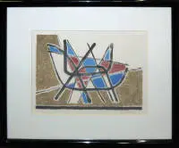 Heinrich Maria Davringhausen, "Nugalı/Paslı/Mavi Küvet", 1953 guaj boya, çerçeveli
