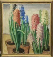 Gottfried Diehl, Sümbüller, Yeni Nesnellik, yağlıboya tablo 1920/30 civarı, çerçeveli