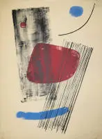 Berto Lardera & Hansjörg Gisiger, 1965 "Documenta Geigy- Das Unbehagen in der Kunst"ten 2 imzalı renkli litografi