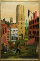 Henryk Fantazos-Ziembicki,奇幻中世纪场景,1975年前油画,带框