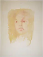 Leonor Fini,《Visage de jeune fille mélancolique》,签名彩色石版画