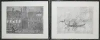 Paul Flora, „Zwei Bajazzi”, „Tango Notturno”, „Carnevale Veneziano”, „Venezianische Tristezza”, 4 imzalı gravür ve 1980-92'den 5 ofset litografi, çerçeveli