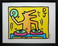Keith Haring, Untitled (DJ), gran litografía en color, enmarcada de galería