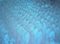 Gottfried Helnwein, Askerler, 1991 tarihli imzalı renkli litografi