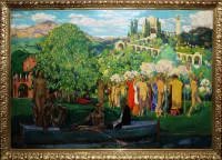Otto Hettner, "Frühlingsfest", yumurta tempera, 1905 tarihli büyük boy empresyonist başyapıt