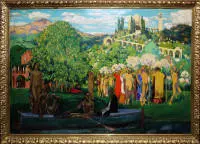 Otto Hettner, "Frühlingsfest", yumurta tempera, 1905 tarihli büyük boy empresyonist başyapıt