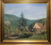 Otto Hodapp, Heidelberg manzarası, yağlıboya tablo, çerçeveli