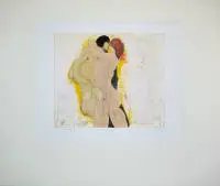Adi Holzer, "Şato" ve "Yaslı", 2 imzalı gravür, biri sulu boya