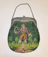 约1900/1920年优雅的珍珠编织包,带银质提手