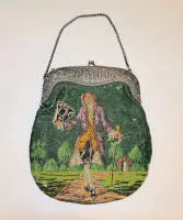 Edle Perlstricktasche mit Silber-Bügel um 1900/1920