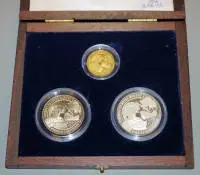 Drei Sondermünzen ECU in Gold, Silber und Kupfer, Portugal 1991