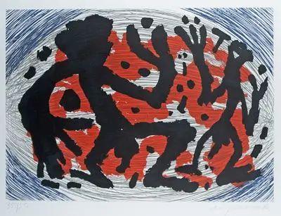 Penck, A.R.: Uten tittel (figurativ komposisjon)