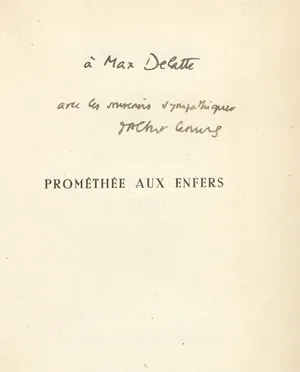 Camus, Albert – Prométhée aux enfers mit Widmung)