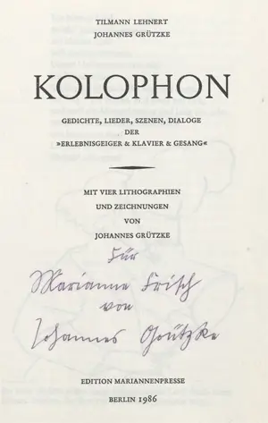 Lehnert, Tilmann a Grützke, Johannes - Ilustr. – Kolofon