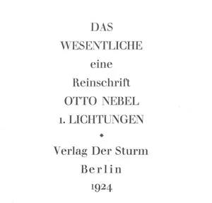 Nebel, Otto – Das Wesentliche