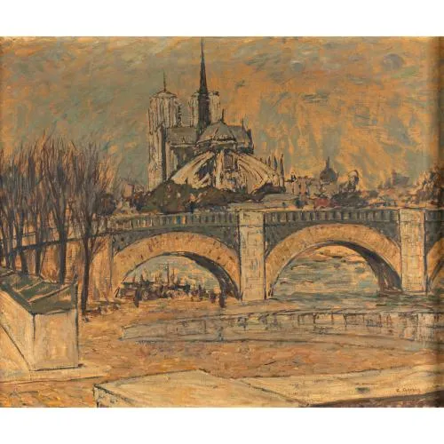 Alexander Gerbig (1878 - 1948) – Vue de Notre-Dame par le pont 'Pont de la Tournelle', vers 1911