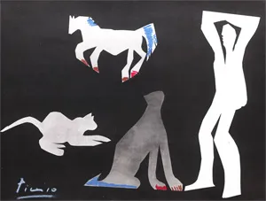 Picasso, Pablo – Diurnes. Planche signée de "Diurnes. Décupages et photographies"