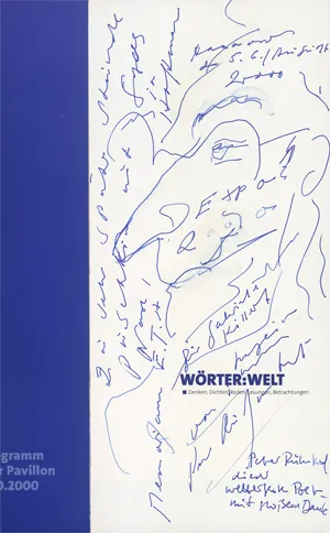 Rühmkorf, Peter – Three works, each with autograph dedication and drawing, supplements, letters