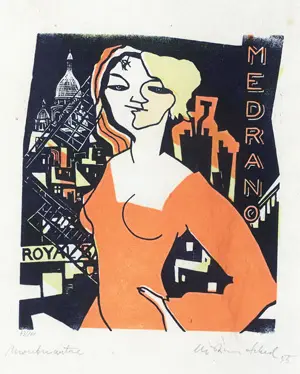 Schad, Christian – "Montmartre". Farbholzschnitt auf Japanbütten