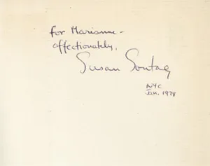 Sontag, Susan – Drei Werke mit eigenh. Widmung