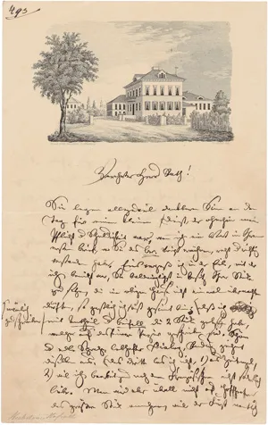 Bechstein, Ludwig – Illustrated letter to the writer Karl Sondershausen. 1858