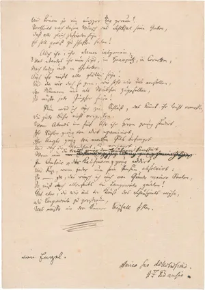 Engel, Johann Jakob – Brief und Gedicht an J. Fr. Bause. 1772