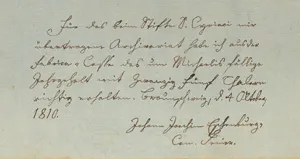 Eschenburg, Johann Joachim – Pokwitowanie wynagrodzenia za pracę archiwisty. 1810