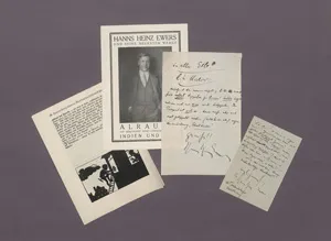 Ewers, Hanns Heinz – 1 Brief u. 1 Postkarte an den Verleger Alfred Michow. 1904